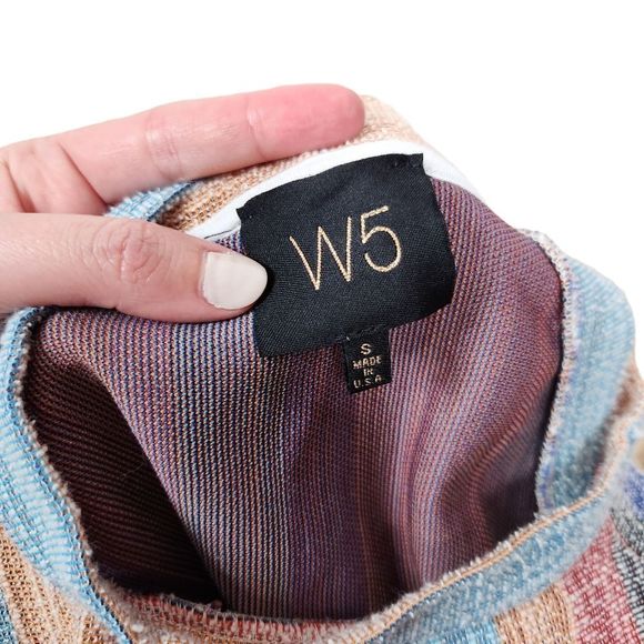 W5 Anthropologie Striped Colorful Knit Fringe Boho Sleeveless Halter Top Small - Picture 6 of 9